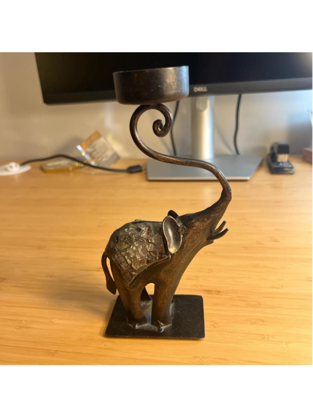 Bronze elephant candle holder